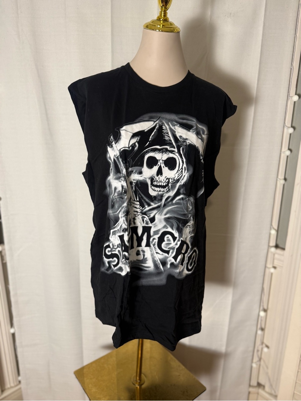 Sons of Anarchy Reaper Graphic Black Sleeveless Muscle Tee Large